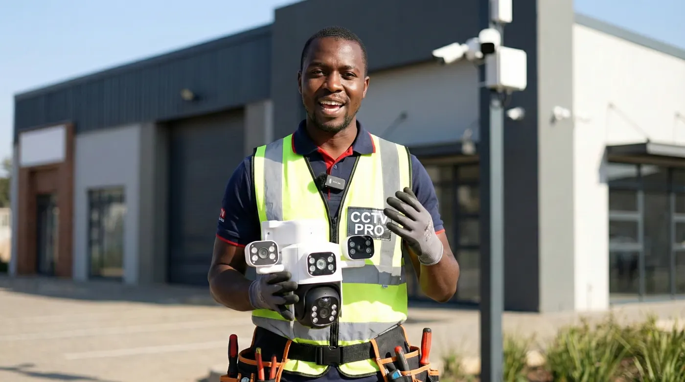Lemuna installer in hi-vis holding a multi-lens camera